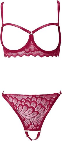Sexy Underwire Bra and Panty Sets Lingerie Bikini for Women Mesh Sheer Floral Lace Babydoll 2 Piece in Kuwait