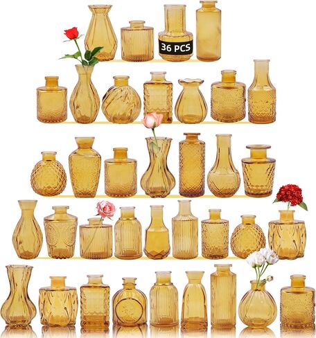 Glass Bud Vases Set of 36PCS, Small Flower Vases for Wedding Centerpiece Table Decoration, Vintage Vase in Bulk for Flower Arrangements, Mini Vase for Birthday Party, Festival Home Decor,Clear in Saudi Arabia