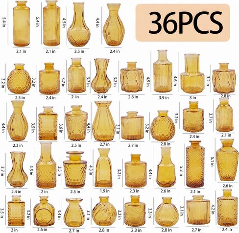 Glass Bud Vases Set of 36PCS, Small Flower Vases for Wedding Centerpiece Table Decoration, Vintage Vase in Bulk for Flower Arrangements, Mini Vase for Birthday Party, Festival Home Decor,Clear in Saudi Arabia