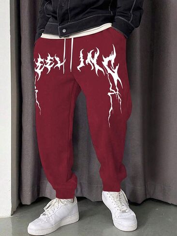 ZAFUL Printed Sweatpants for Men Casual Joggers Graphic Drawstring Sweat Pants Stretch Loose Solid Athletic Pants in Saudi Arabia