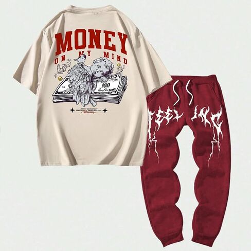 ZAFUL Printed Sweatpants for Men Casual Joggers Graphic Drawstring Sweat Pants Stretch Loose Solid Athletic Pants in Saudi Arabia
