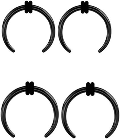 4 Pairs 16G/1.2mm Surgical Black Steel Ear Plugs Tunnels Tapers Pinchers Horseshoes Gauges Septum O-Rings Piercing Ear Stretcher in Kuwait