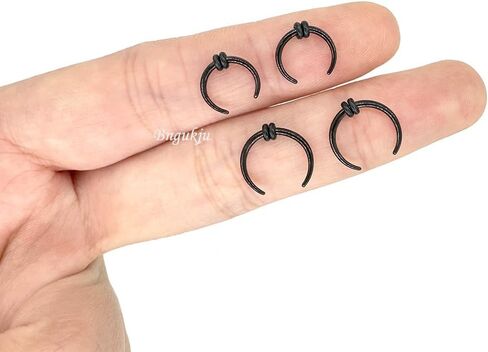 4 Pairs 16G/1.2mm Surgical Black Steel Ear Plugs Tunnels Tapers Pinchers Horseshoes Gauges Septum O-Rings Piercing Ear Stretcher in Kuwait