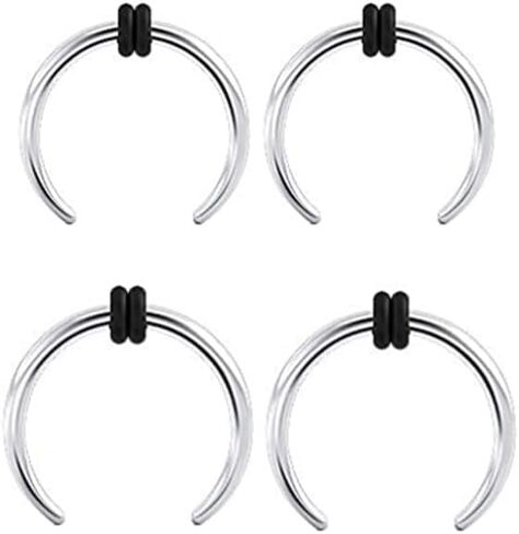 4 Pairs 16G/1.2mm Surgical Black Steel Ear Plugs Tunnels Tapers Pinchers Horseshoes Gauges Septum O-Rings Piercing Ear Stretcher in Kuwait