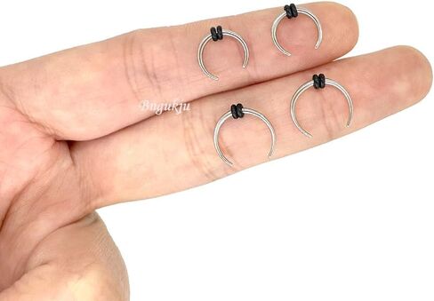 4 Pairs 16G/1.2mm Surgical Black Steel Ear Plugs Tunnels Tapers Pinchers Horseshoes Gauges Septum O-Rings Piercing Ear Stretcher in Kuwait