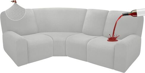 100% Waterproof Reclining Sectional Couch Covers Fleece Stretch 4-Piece L Shape Recliner Sofa Cover Washable Non Slip Corner Couch Cover Recliner Slipcovers Protector (4 Seat, Silver Gray) in Saudi Arabia