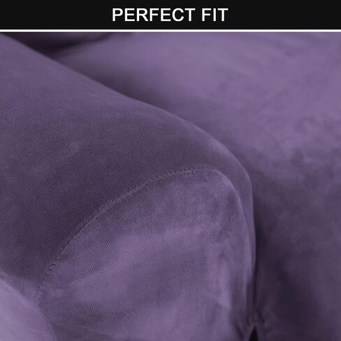 Stretch Recliner Chair Covers, 1-Piece Soft Velvet Recliner Slipcovers Single Seat Couch Cover Furniture Protector with Pocket (Gray purple) in Saudi Arabia