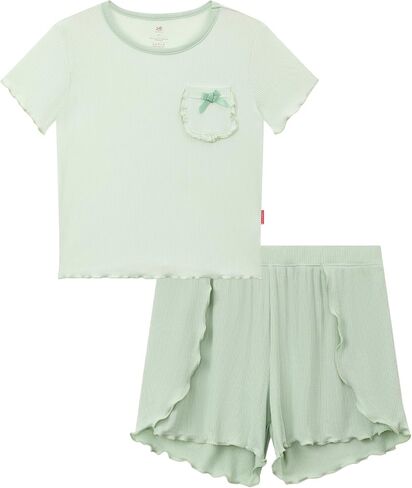 Bamboo Viscose Pajamas for Toddler Girls Short Sleeve Top and Shorts Two Piece Kids Pj Set in Saudi Arabia