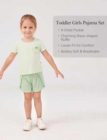 Bamboo Viscose Pajamas for Toddler Girls Short Sleeve Top and Shorts Two Piece Kids Pj Set in Saudi Arabia