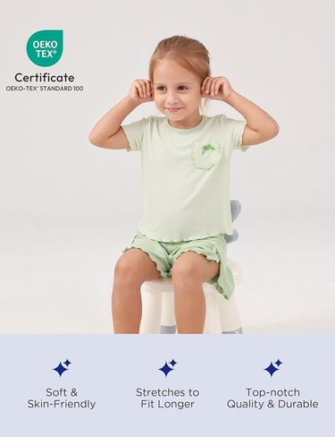 Bamboo Viscose Pajamas for Toddler Girls Short Sleeve Top and Shorts Two Piece Kids Pj Set in Saudi Arabia