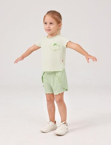 Bamboo Viscose Pajamas for Toddler Girls Short Sleeve Top and Shorts Two Piece Kids Pj Set in Saudi Arabia