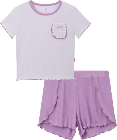 Bamboo Viscose Pajamas for Toddler Girls Short Sleeve Top and Shorts Two Piece Kids Pj Set in Saudi Arabia