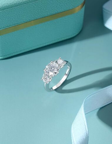 3 فرق زفاف مويسانيت للنساء ، 3.1CTTW Round Cut D Color VVS1 Promise Promise Anniversal in Saudi Arabia