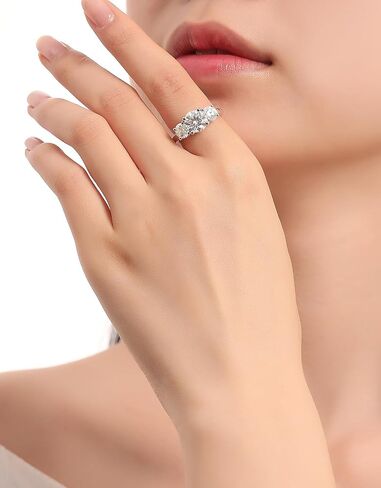 3 فرق زفاف مويسانيت للنساء ، 3.1CTTW Round Cut D Color VVS1 Promise Promise Anniversal in Saudi Arabia