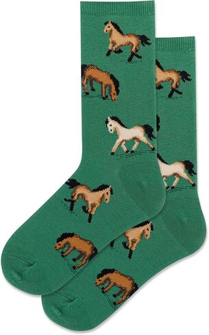 Hot Sox Kid's Horse Crew Socks 1 Pair, Olive Green, Large/X-Large in Saudi Arabia