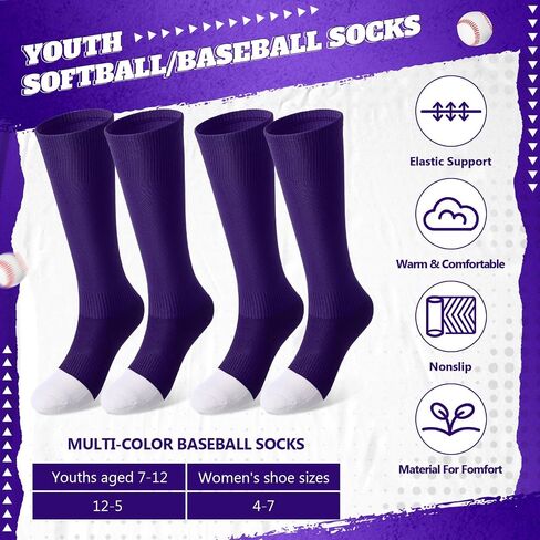 Zhanmai 2 Pairs Youth Baseball Softball Socks Sport Tube Socks for Girls Boys in Saudi Arabia