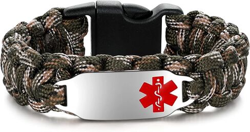 JUST MEET YOU Medical ID Bracelets for Women Men Personalized - Free Custom Engraving Medical Alert Bracelets for Women Hand-Woven Paracord Braided Medical Bracelets 6.0-9.0 Inches Option in Kuwait