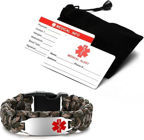 JUST MEET YOU Medical ID Bracelets for Women Men Personalized - Free Custom Engraving Medical Alert Bracelets for Women Hand-Woven Paracord Braided Medical Bracelets 6.0-9.0 Inches Option in Kuwait