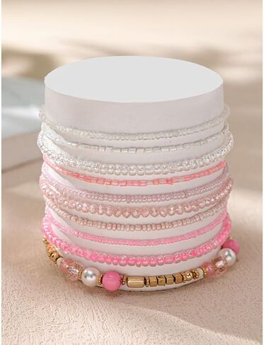 10pcs Bohemian قابلة للتكديس حبة القابلة للتكديس مصنوعة يدويًا كريستال بيرل بيدز بيدز أساور متعددة الطبقة متعددة البيان المجوهرات للنساء in Kuwait
