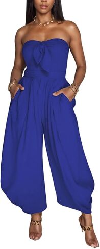 Dingang Womens One Bitlless Jogger Bemsuit Tube Top Of Counter Slightess Wide Leg Rompers in Kuwait