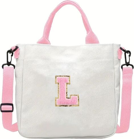 Crossbody Bag for Girls Initial Canvas Travel Messenger Bag Letter Birthday Present Teen Girls Holiday Present in Saudi Arabia