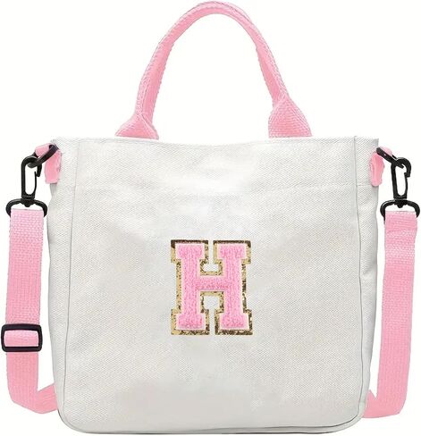 Crossbody Bag for Girls Initial Canvas Travel Messenger Bag Letter Birthday Present Teen Girls Holiday Present in Saudi Arabia