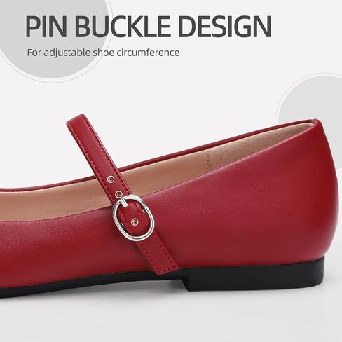 Women‘s Mary Jane Shoes, Ballet Flats for Women, Square Toe Shoes for Women | Comfortable Dressy Adjustable Buckle Strap for Work Office business Casual, Memory Foam PU Sole Slip Resistant Wedding Party in Kuwait