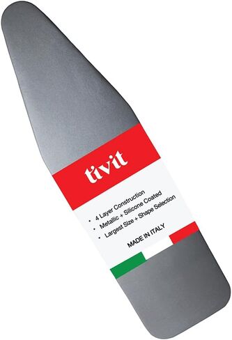 TIVIT Ironing Board Cover 18 x 49 Pro Grip Pad Covers w/3 Fastener Straps & Pull Bungee Cord - Durable Padded Layers of Scorch & Stain Resistant, Heat Reflective AlumiTek PRO Top Coat - Made in Italy in Kuwait