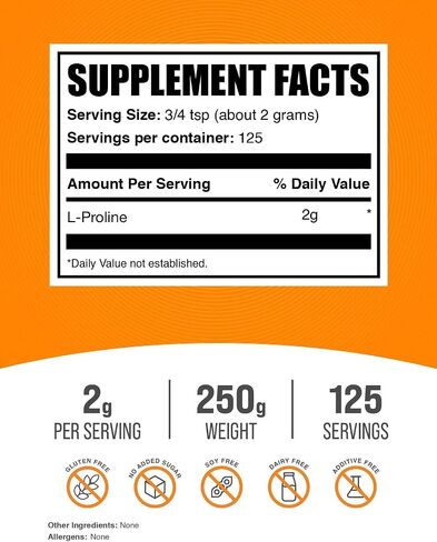 BulkSupplements.com L-Proline Powder - Proline Supplements, Amino Acid Powder - Unflavored & Gluten Free, 2g per Serving, 500g (1.1 lbs) (Pack of 1) in Saudi Arabia