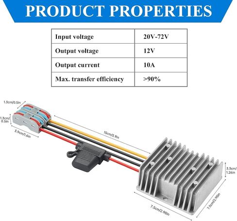 DC 30-90V to 24V 20a 480W SPENTER DOWN CONTERTER ، DC 36V 48V 60V 84V إلى 24V Buck Controlter Voltage Conversion Conversion IP67 مع FUSE for Golf Cart ، Pane Solar Pane in Kuwait
