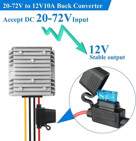 DC 30-90V to 24V 20a 480W SPENTER DOWN CONTERTER ، DC 36V 48V 60V 84V إلى 24V Buck Controlter Voltage Conversion Conversion IP67 مع FUSE for Golf Cart ، Pane Solar Pane in Kuwait