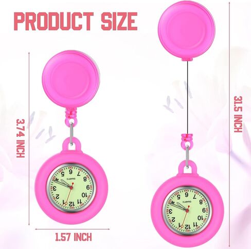 8 Pcs Retractable Nurse Watch Silicone Cover Brooch Fob Pocket Watch Clip on Nursing Watch Nurse Fob Watch with Second Hand for Doctor Nurse, 8 Colors in Kuwait