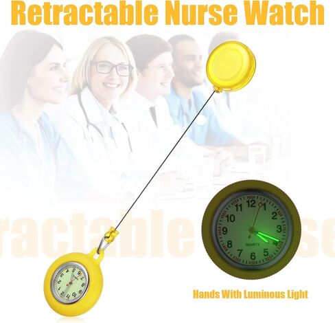 8 Pcs Retractable Nurse Watch Silicone Cover Brooch Fob Pocket Watch Clip on Nursing Watch Nurse Fob Watch with Second Hand for Doctor Nurse, 8 Colors in Kuwait