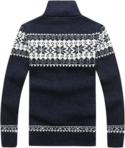 Kedera Men's Winter Knitted Flower Pattern Zip Up Cardigan Sweater in Saudi Arabia