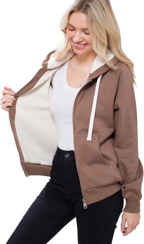 Design by Olivia Women's Sherpa-Lined Fleece Full-Zip Hooded Jacket in Saudi Arabia