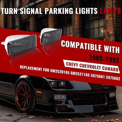 HECASA Pair Turn Signal Lights Compatible with 1985-1992 Chevy Chevrolet Camaro Replacement for GM2520165 GM2521165 Turn Signal Lamp Driver&Passenger Side - Smoke Lens in Saudi Arabia