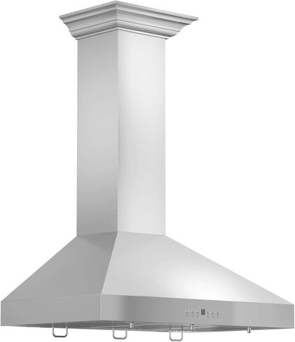 ZLINE 30" Convertible Vent Wall Mount Range Hood in Stainless Steel & Glass with Crown Molding (KZCRN-30) in Saudi Arabia