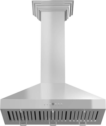 ZLINE 30" Convertible Vent Wall Mount Range Hood in Stainless Steel & Glass with Crown Molding (KZCRN-30) in Saudi Arabia
