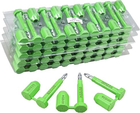 NovelBee 50pcs Bolt Seals for Containers,Shipping Seals with Print Progressive Numbering,Shipping Container Locks for Cargo Containers,Truck,Trailers (Green) in Kuwait