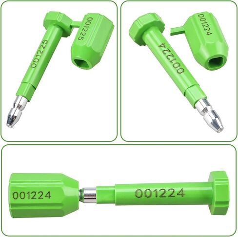 NovelBee 50pcs Bolt Seals for Containers,Shipping Seals with Print Progressive Numbering,Shipping Container Locks for Cargo Containers,Truck,Trailers (Green) in Kuwait