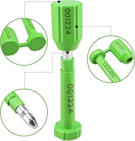 NovelBee 50pcs Bolt Seals for Containers,Shipping Seals with Print Progressive Numbering,Shipping Container Locks for Cargo Containers,Truck,Trailers (Green) in Kuwait