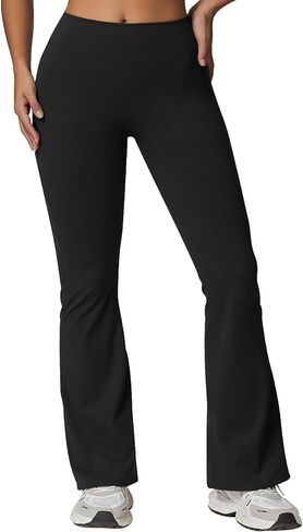 Rugkey Flare Leggings with Pockets for Women Butt Lifting Workout Leggings Gym Bell Bottom High Waisted Yoga Pants in Saudi Arabia