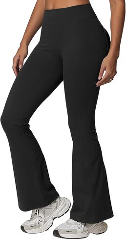 Rugkey Flare Leggings with Pockets for Women Butt Lifting Workout Leggings Gym Bell Bottom High Waisted Yoga Pants in Saudi Arabia
