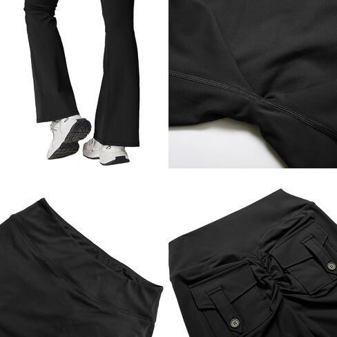Rugkey Flare Leggings with Pockets for Women Butt Lifting Workout Leggings Gym Bell Bottom High Waisted Yoga Pants in Saudi Arabia