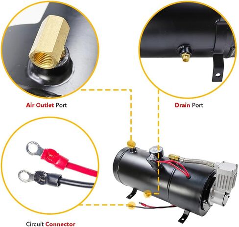 MAX 150PSI DC 12V ضاغط الهواء مع 3 لتر خزان 0.8 جالون | تناسب إطارات قطار الشاحنات في القطار | ضاغط الهواء المنفي in Kuwait