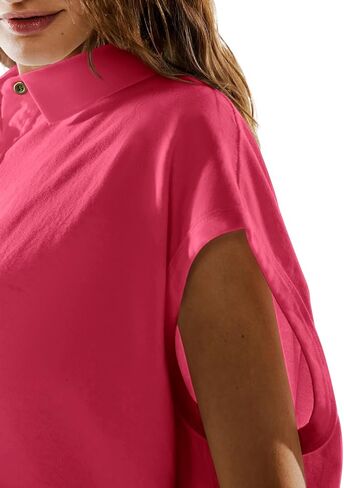 LASLULU Women's Polo Shirts Short Sleeve Oversized T Shirts Summer Casual Work Workout Gym Hiking Tops in Saudi Arabia