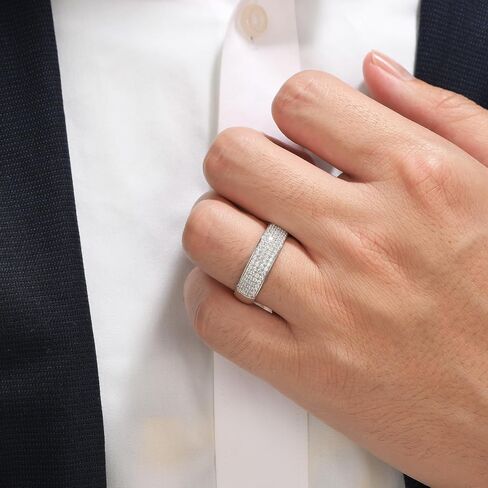 925 sterling Silver Wedding Rings for Men Round Cut 4 صفوف من الصف 5A الزورق المكعب زركونيا in Kuwait
