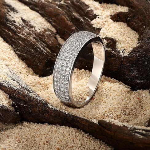 925 sterling Silver Wedding Rings for Men Round Cut 4 صفوف من الصف 5A الزورق المكعب زركونيا in Kuwait