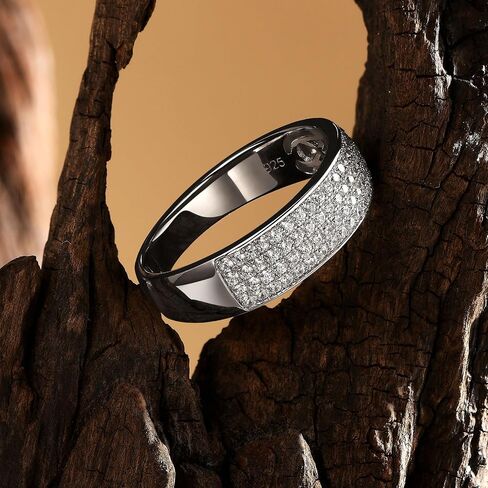 925 sterling Silver Wedding Rings for Men Round Cut 4 صفوف من الصف 5A الزورق المكعب زركونيا in Kuwait