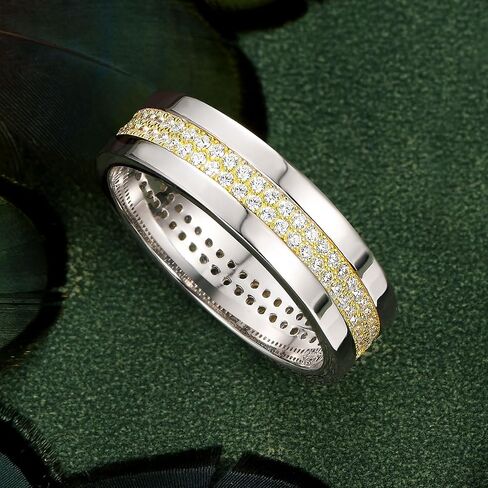 925 sterling Silver Wedding Rings for Men Round Cut 4 صفوف من الصف 5A الزورق المكعب زركونيا in Kuwait